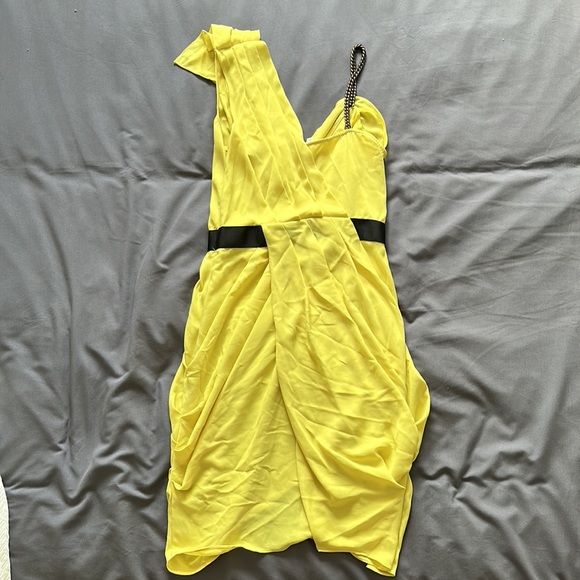 Rachel Roy Yellow Chiffon Drape Dress - Picture 2 of 3